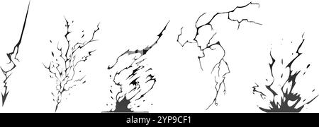 Lightning strike bolt silhouettes sequence vector illustration Stock ...