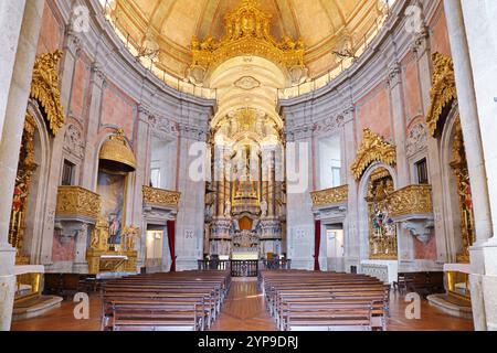 PORTO - APRIL 09: The interior of the Clerigos Church (Church of the Clergymen) is a Baroque church in the city of Porto. April 09, 2017 in Portugal Stock Photo