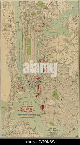 Freight terminal map of New York 1907 by Geo. H. Walker & Co. Stock Photo