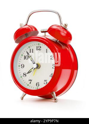 Old-fashioned alarm clock on white background Stock Photo