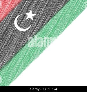 Libya Independence Day December 24. Scribble style Libya flag vector background. Poster, card, banner. Copy space. Stock Vector