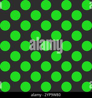 Seamless black and green polka dot pattern. Round circles in modern style. Geometric abstract vector design for print on textile. Minimalistic retro c Stock Vector