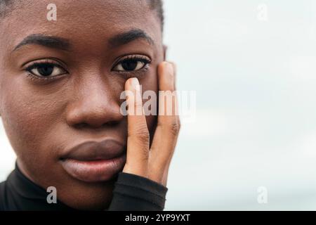close up portrait of an african american woman Stock Photo