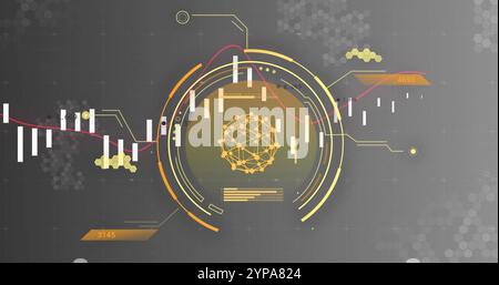 Image of science data processing over diagrams Stock Photo