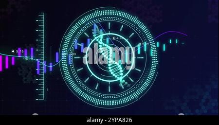 Image of science data processing over diagrams Stock Photo