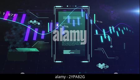 Image of science data processing over diagrams Stock Photo