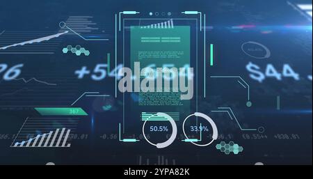 Image of data processing over diagrams Stock Photo