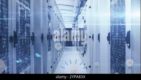 Image of data processing over computer servers Stock Photo