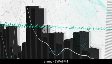 Image of statistics and digital data processing over white background Stock Photo