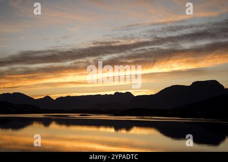 Sunset Over Ålesund Fjord and Mountains Stock Photo