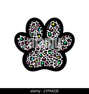 Paw print filled with leopard pattern. Stock Vector