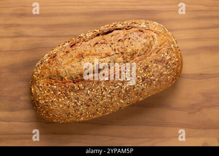 Seeded Sourdough Bread loaf with seeds and grains Stock Photo