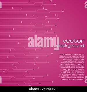 Abstract technological pink background with elements of the microchip. Circuit board background texture. Vector illustration. Stock Vector