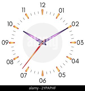 Vector illustration of mechanical clock. Clock face on white background. Stock Vector