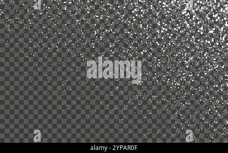 Snowfall and falling snowflakes on dark transparent background. White snowflakes and Christmas snow. Vector illustration Stock Vector