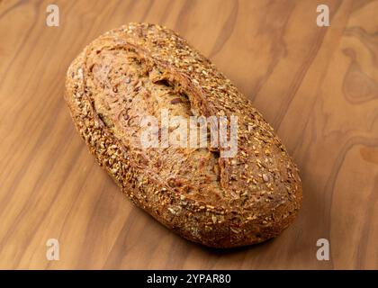 Seeded Sourdough Bread loaf with seeds and grains Stock Photo