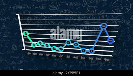 Image of mathematical data processing over statistics on dark background Stock Photo