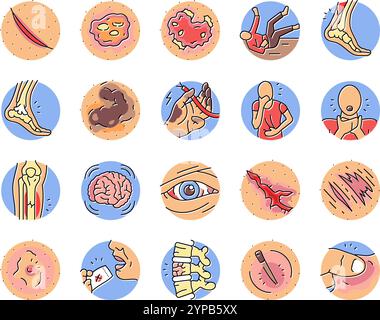 household injury accident human icons set vector Stock Vector Image ...