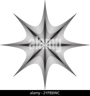 Radial geometric elements. Radiating line geometric art Stock Vector