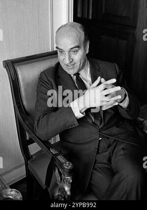 Argentine dentist and journalist Manuel Rey Millares during a press interview in Buenos Aires, Argentina, June 17, 1968. Stock Photo