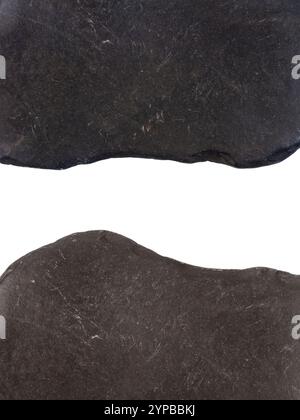 Edges of two pebbles isolated on white background with a space for text Stock Photo