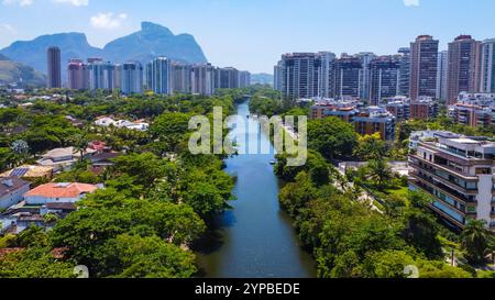 Aerial photograph of the canal that cuts through the Barra da Tijuca neighborhood in the city of Rio de Janeiro Stock Photo