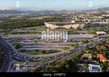 Rio de Janeiro, Brazil,December 14, 2022. Aerial view of the Alvorada bus terminal, located in the Barra da Tijuca neighborhood, in the west of the ci Stock Photo