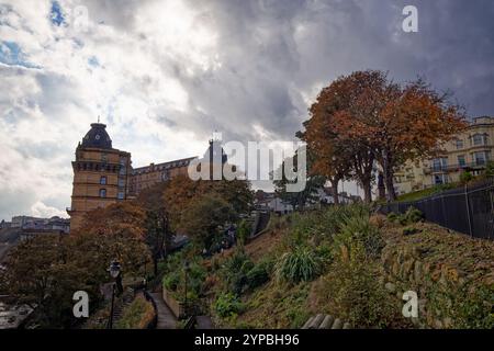 Rain clouds gather above the Grand Hotel, Scarborough, England. Stock Photo