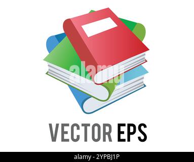 The isolated vector three traditional book gradient icon Stock Vector