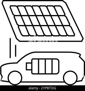 floating solar panel line icon vector illustration Stock Vector Image ...