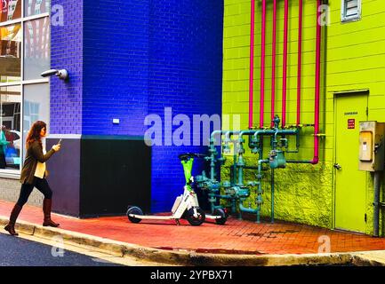 Bright colors in an urban alley Stock Photo