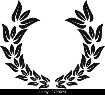 Symmetrical black and white laurel wreath creating a circular frame ...
