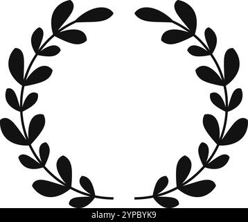 Symmetrical black and white laurel wreath creating a circular frame ...