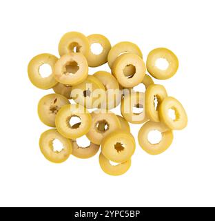 green olive slices isolated on white background with clipping path Stock Photo