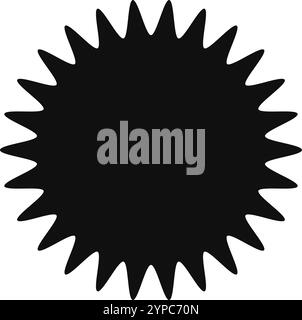 The stark black sunburst shape features numerous sharp triangles emanating from its center, creating a dynamic and eye catching visual Stock Vector
