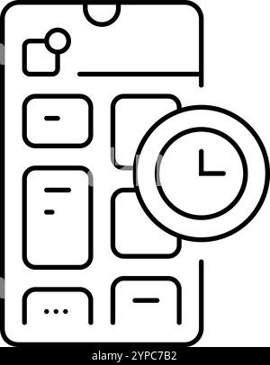 time blocking app management line icon vector. time blocking app ...
