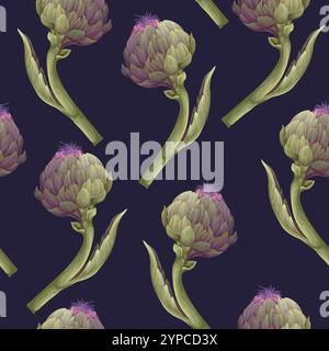 Seamless pattern with artichokes. Vector. Stock Vector