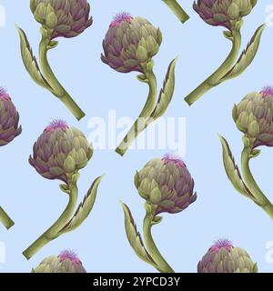 Seamless pattern with artichokes. Vector. Stock Vector