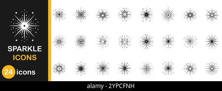 Sparkle futuristic icon set. Minimal geometric sign collection simple and retro. Flash burst bright design illustration and abstract decoration star s Stock Vector