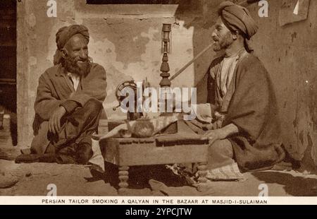 Various scenes from the Persian oilfields at Abadan and Tembi, showing the refinery, pumping stations, store-yard and transportation.  In 1927, the oilfield at Abadan produced nearly 4.5 million tons of oil. The Anglo Persian Oil Company  later became BP. Stock Photo