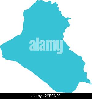 Iraq MAP in Blue, Country Border, Iraq Map, Border line of Iraq, Geographic Map Stock Vector