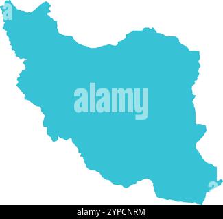 Iran MAP in Blue, Country Border, Iran Map, Border line of Iran, Geographic Map Stock Vector