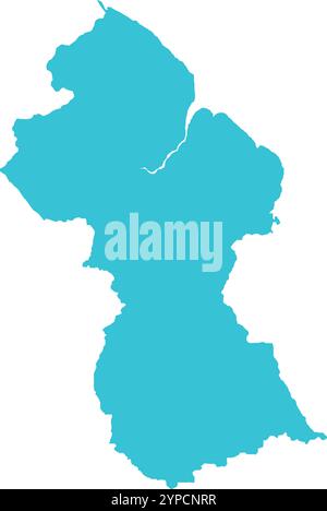 Guyana MAP in Blue, Country Border, Guyana Map, Border line of Guyana, Geographic Map Stock Vector