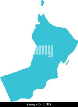 Oman MAP in Blue, Country Border, Oman Map, Border line of Oman, Geographic Map Stock Vector