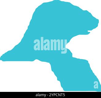 Kuwait MAP in Blue, Country Border, Kuwait Map, Border line of Kuwait, Geographic Map Stock Vector