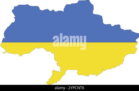 Ukraine Flag in Map, Ukraine Map with Flag, Nation Flag of Ukraine, Ukraine map Stock Vector