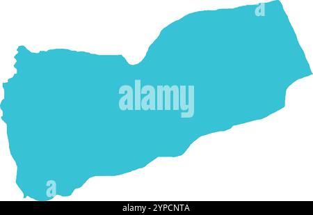 Yemen MAP in Blue, Country Border, Yemen Map, Border line of Yemen, Geographic Map Stock Vector
