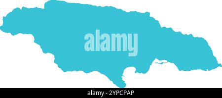 Jamaica MAP in Blue, Country Border, Jamaica Map, Border line of Jamaica, Geographic Map Stock Vector