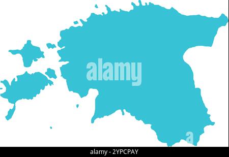 Estonia MAP in Blue, Country Border, Estonia Map, Border line of Estonia, Geographic Map Stock Vector