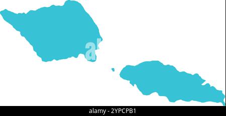 Samoa MAP in Blue, Country Border, Samoa Map, Border line of Samoa, Geographic Map Stock Vector
